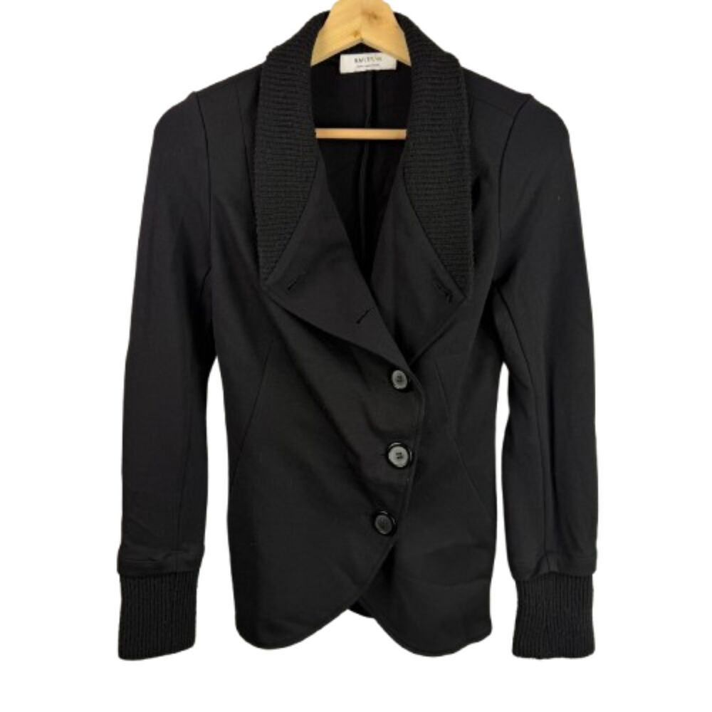 Revolve Bailey 44 Asymmetrical Black Knit Ribbed Button-Up Collar Jacket Size S
